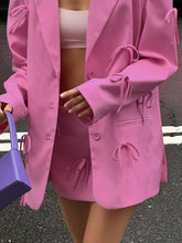 Aurohaya Double-Breasted Solid Blazer for Women Long-Sleeve with Pockets, Oversized Polyester-Spandex Jacket